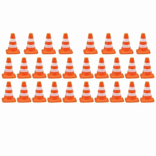 28 Pieces Mini Triangle Cone, Mini Simulation Safety Cone Road Parking Signs Roadblock, Small Signs