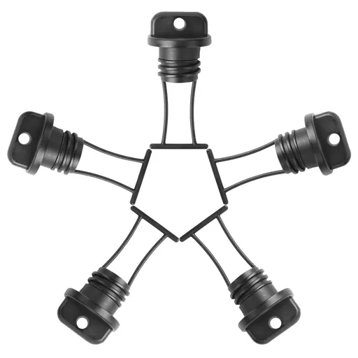 5Pcs Black Boat Drain Plug Kit Durable Threaded Kayak and Canoe Hole Stopper with Gasket