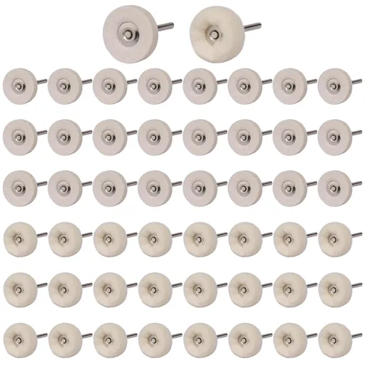 50 PCS 1 Inch Wool Felt Polishing Accessory Kits, 25 Each Spherical/Flat Buffing Wheels for Proxxon Dremel Rotary Tool - 1/8" Shank, Ideal for Wood Metal Jewelry and Glass Polishing
