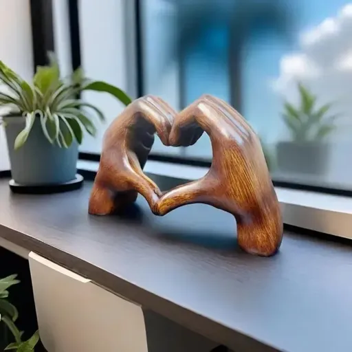 1 piece of handcrafted heart-shaped resin sculpture - elegant interwoven heart art, durable ABS home and office desk decoration, suitable for any occasion, home decoration item | Heart-shaped decoration | Wood-like surface treatment