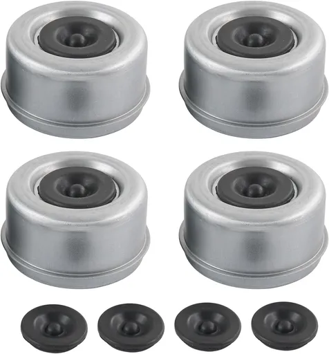 4pcs 2.72" Trailer Axle Wheel Hub and Bearing Dust Cap with Extra 4 Rubber Plugs for Most 7000-8000 lb Wheel Hubs Trailer Dexter EZ Lube Camper RV Bearing Dust Cap