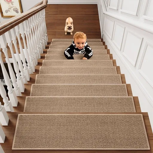 Stair Treads Non-Slip Carpet Mat, Indoor Stair Runners For Wooden Steps, Edging Stair Rugs For Kids And Dogs