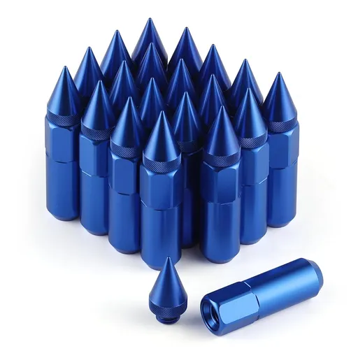 20PCS M14X1.5 Wheel Lug Nuts, Cap Spiked Extended Tuner 60mm Aluminum Wheels Rims Nuts (Blue) blue M14x1.5