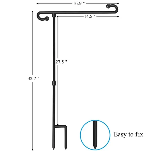 Sturdy Metal Garden Flag Stand with Clip Weather-Proof Design for Easy Display of Garden-Sized Flags at Home or Backyard