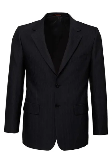 Mens Suit Jacket 2 Button Pinstripe Business Work Blazer Fully Lined - Black - 137