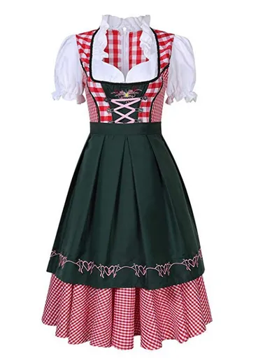 High Quality Traditional German Plaid Dress Oktoberfest Costumes for Adult Women Halloween Fancy Party Style XXL xxl