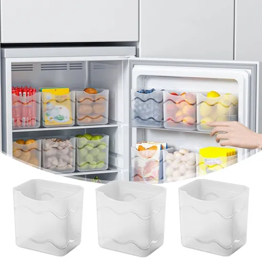 Clear Plastic Refrigerator Door Organizer Box, Space Saving Fridge Side Door Storage Container for Small Items, Vegetables, Eggs, and Condiments, 3-Pack