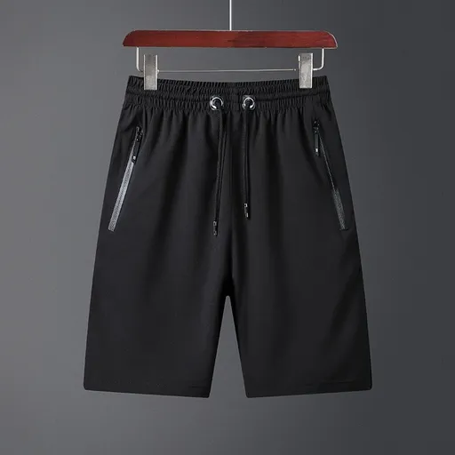 Men Summer Casual Shorts Straight Polyester Black XL