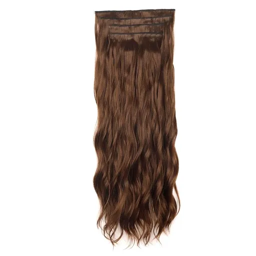 Clip in Hair Extensions Human Hair Medium Brown,Natural Soft Synthetic Hairpieces for Women, Dark Blonde with Light Blonde Ends,Natural Soft Hairpieces for Women