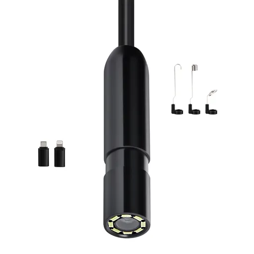 Endoscope Camera with Light, 1920P HD Borescope for Android & IOS, 8 LED Lights Inspection Camera with 5m Semi-Rigid Cable, 2X Zoom, IP67 Waterproof Snake Scope Camera for Auto, Plumbing
