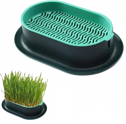 Cat Grass Planter Hydroponic Cat Grass (No Seeds Included) Catnip Wheatgrass Seed Sprout Tray Nursery Plant Plng Box for IndoorSoill