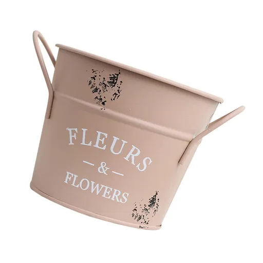Galvanized Bucket Planter Pink 13X4.1In