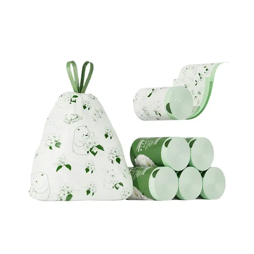 13L Scented Drawstring Trash Bags, 17.7x17.7in Thick Leak-Proof Kitchen Garbage, Camellia Odor Control, 1 Pack