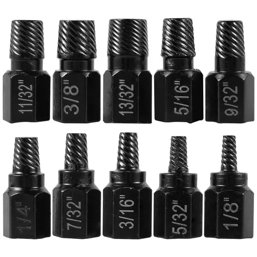 10PCS Screw Extractor Kit Broken Bolt Remover Set Hex Head Bolt Extractor Set, Multi-Spline Easy Out Bolt Extractor Set, Stripped Fastener Tool for Removing Broken Studs, Bolts, Screws
