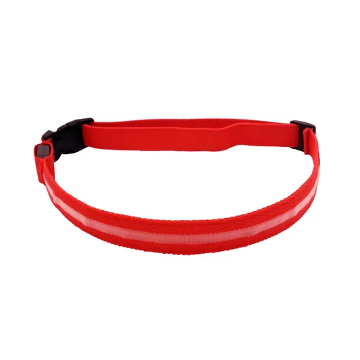 USB Rechargeable LED Safety Waist Belt with 3 Light Modes, Adjustable Reflective Strap for Running, Cycling and Hiking, Red, 100 cm