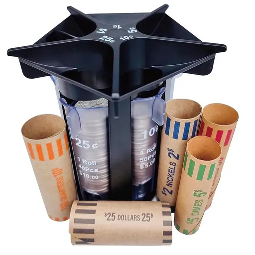 Coin Sorter Tube Counter with Wrappers,5-IN-1 Change Machine, Organizer Holder