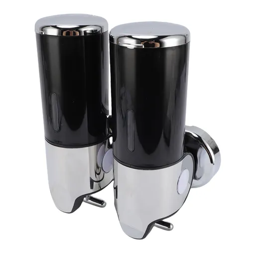 Wall Mount Soap Dispenser Double Cylinder 1000ml Manual Wall Mounted Bathroom Shower Pump Dispenser Black