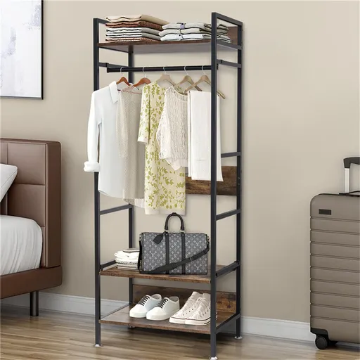 Metal Garment Rack Coat Stand MDF & Iron Organizer