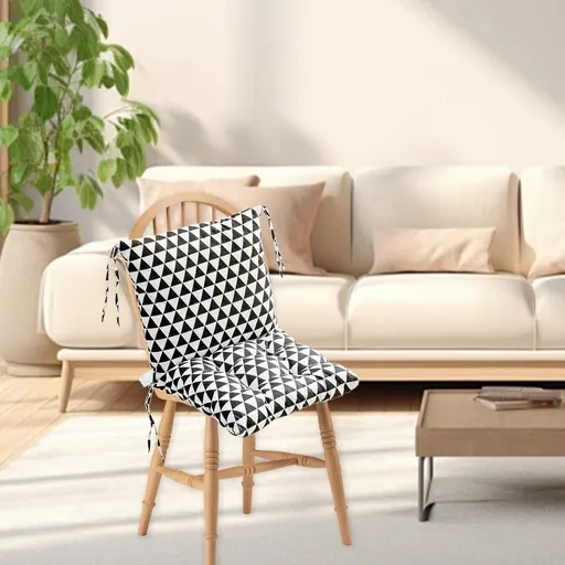 High Back Chair Cushion 15.75x31.5in, Weather Resistant Tufted Seat Pad with Ties, Comfortable Indoor Outdoor Cushion for Patio Dining, B