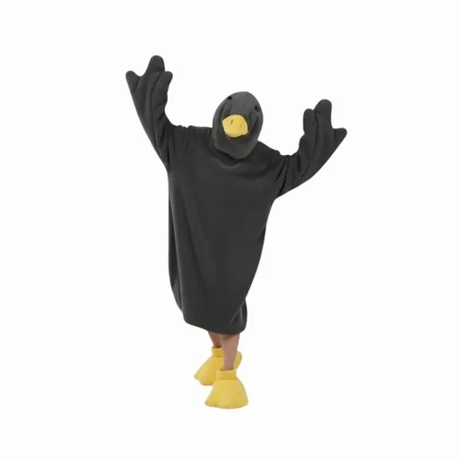 Goose Blanket Hoodie Onesie, Large Warm Wearable Flannel Blankets with Sleeves and Gooses Feet Slippers, for Festival Home Party Holiday Indoor M Gray