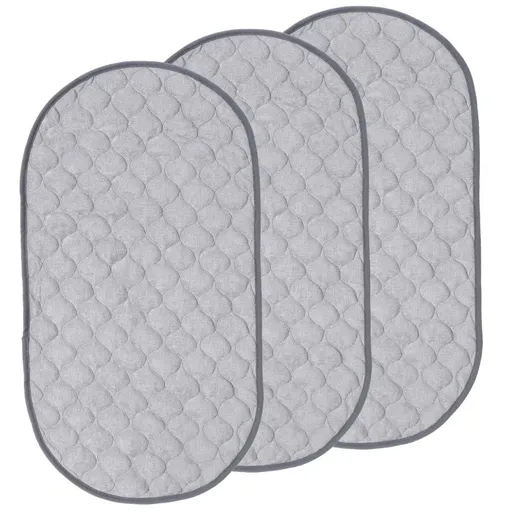 Quilted Waterproof Changing Pad Liners 3 Count Skin Friendly Bamboo Cotton 66x35.5cm Gray Oval