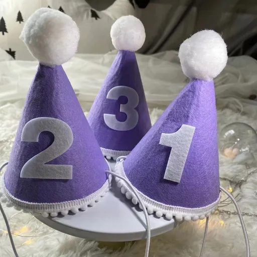 Birthday Hat Baby Felt Party Prop Chun Yue Purple 2 weeks 0-10 weeks can take