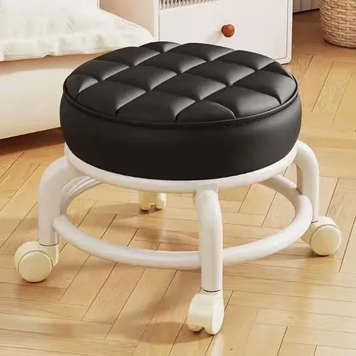 Swivel Wheel Stool with Casters | Low Mobile Seat for Living Room & Home Office | Plastic Stool for Students & Adults | 1-Pack