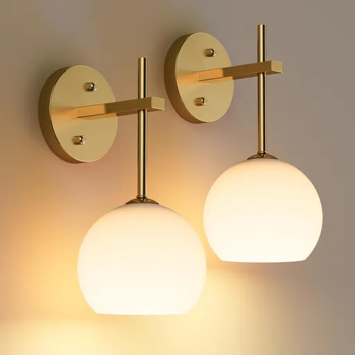 Rechargeable Wall Light Indoor,Battery Operated Wall Lamp with Remote,Indoor Wall Light with 3 Color Modes and RGB,Frosted Glass Wall Mounted Lamp for Living Room Bedrooms 2 Pack (Gold)