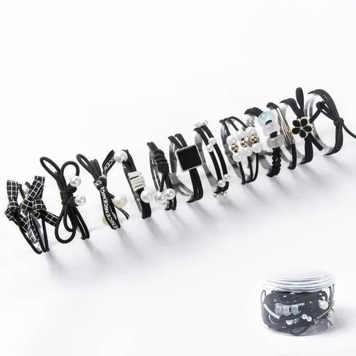 Women Elastic Hair Band Ponytail Holder Girl Rubber Rope Ties Gum Headwear Craft - Black