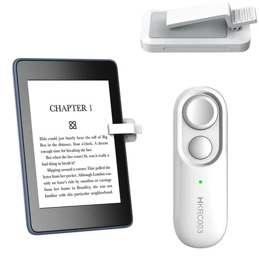 Rechargeable E-Reader Page Turner Remote with Clip - 2-in-1 Bluetooth Clicker for Kindle, Kobo, Oasis,Reusable Page Flipper for eBook Reading & Photography