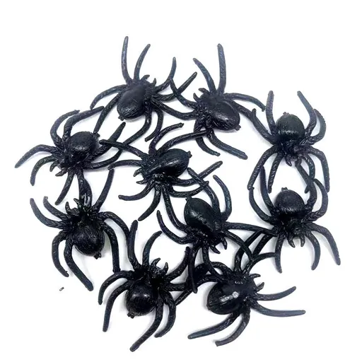 Fake Spiders Set of 10 pcs, Realistic Plastic Fake Arachnid Spooky Spiders for Halloween Trick Toys Decorative Props (Black)