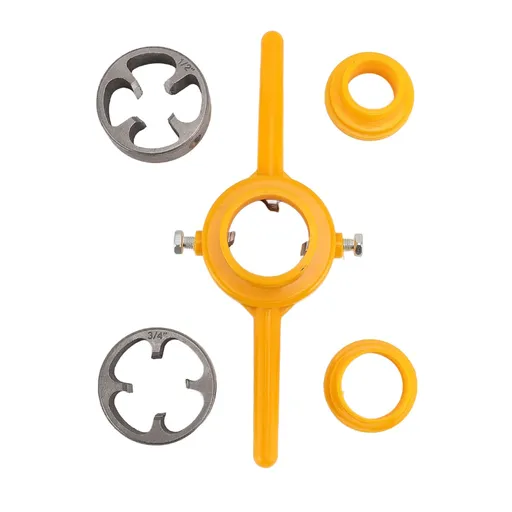 PVC Thread Maker Tool Pipe Threader Plumbing Tool with 3 Dies 1/2 Inch 3/4 Inch and 1 Inch NPT Die Set Manual Hand Tool for PVC Threading
