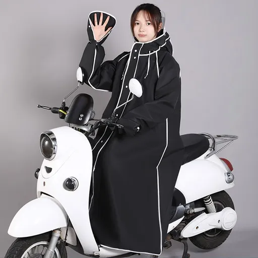 Adult Raincoat Rainstorm Proof Hiking Cycling Raincoat with Double Hat Brim Waterproof Zipper 902 Black 2XL 160‑175cm/63.0‑68.9in