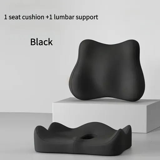 black**Waist Support and Seat Cushion Combo: Scientifically Supports the Back, Breathable and Pressure-Relieving, Comfortable for 8 Hours of Sitting**