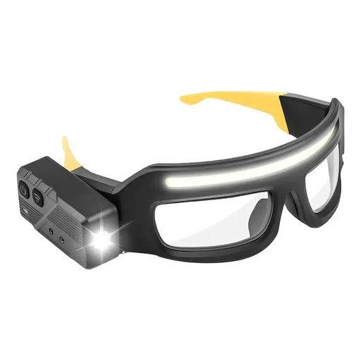 USB Rechargeable LED Safety Glasses with Adjustable Light Modes for DIY, Fishing, Camping, Repairs and Night Work, Black