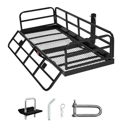60" x 24" x 14", Hitch Cargo Carrier, 500 lbs Capacity Hitch Cargo Carrier with Anti-Rattle Hitch Stabilizer, Folding Hitch Mount Cargo Carrier with Pins and Latches, Fit for SUVs/Pickup Trucks