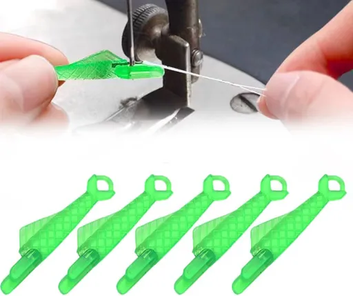 Fish Mouth Sewing Machine Needle Threader, 2024 Upgrade Quick Sewing Machine Loop Easy Selfthread Needle Threaders Tool, Automatic Sewing Needle Threader Simple Needle Threader (Green*5)