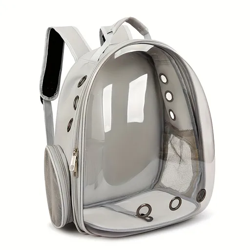 (GREY)Replacement Transparent Pet Backpack with Zipper Closure - Heavy-Duty Structure, Ventilated and Padded Lining - Portable Travel Carrier for Cats, Small Dogs, Airplanes, Trains, Cars - Safe and Comfortable Carrier Backpack for Busy Pet Owners -