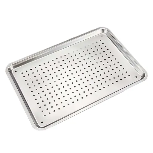 Stainless Steel Baking Sheet Tray, Perforated Cookie Pan and Food Serving Tray for Baking, 27 x 20 x 2.5 cm