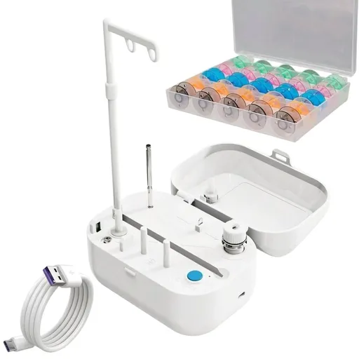 Desktop Bobbin Winder for Sewing Projects, Auto Stop Thread Winding Helper with Stable Base, Upright Stand, and Easy Table Placement