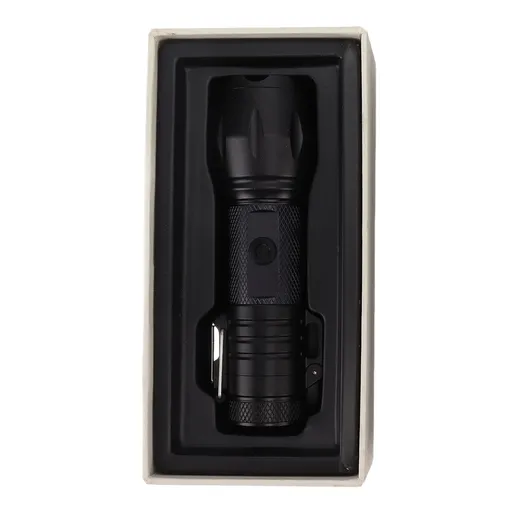 Electric Lighter Waterproof Windproof Aluminum Alloy Portable Lighter with Flashlight 3.7v Black