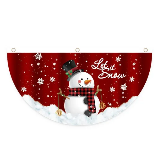 4Pcs Christmas Fan Shaped Flag Outdoors Hanging Flag Door Hanging Christmas Decorations Deer Drawn