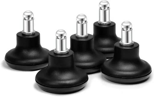 Bell Glides Replacement Office Chair or Stool Swivel Caster Wheels to Fixed Stationary Castors, Low Profile Bell Glides with Soft Rubber Bottom Instead of Self Felt Pads, Chair Feet Wheel Stopper