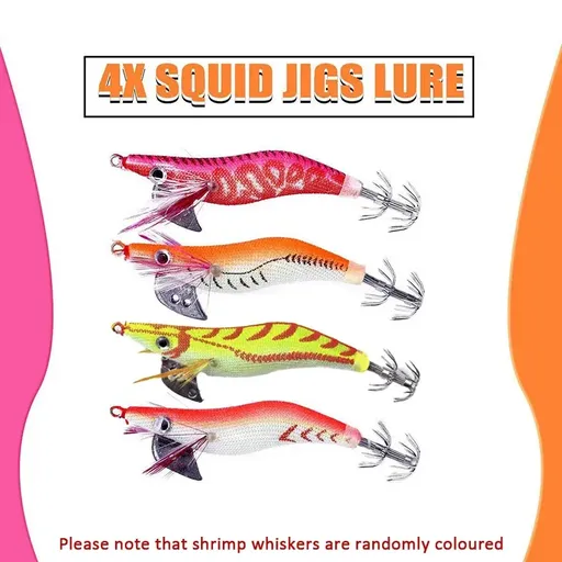 4PCS Glow Squid Jig Lures Double Hook Egi Bait for Calamari and Saltwater Fishing
