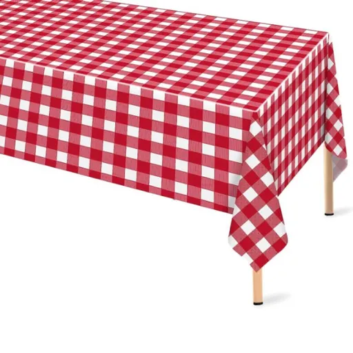 Tablecloths - Tablecloth - PEVA - Rectangular tablecloth - Water-repellent - Indoor and outdoor - Picnic tablecloth - Red checked tablecloth - Suitable for picnics, camping and parties - 137 x 274cm - Red