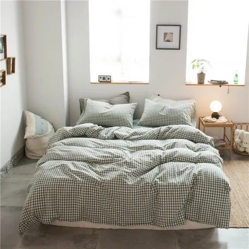 Cotton 4 Piece Set Modern Minimalist White Bed hat kit_1.5m bed-quilt cover 200x 230cm (four-piece set)