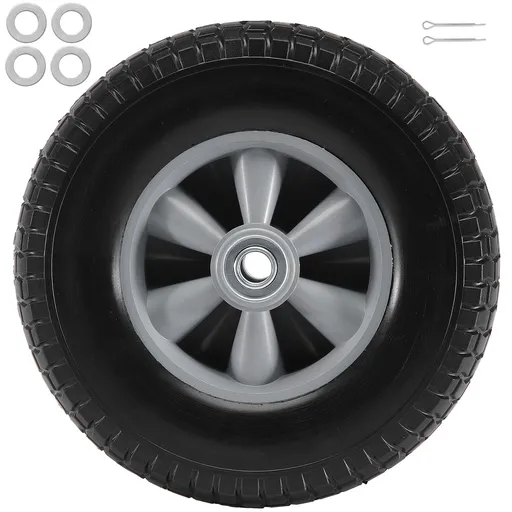 Solid PU Run-Flat Tire Wheel, 254 mm, 2-Pack, 81.6 kg Dynamic Load, 99.8 kg Static Load, Flat Free Tubeless Tires and Wheels for Hand Truck, Utility Cart, Dollies, Garden Trailers, Various Carts