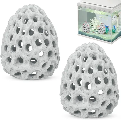 2 Pack Shrimp Dome Aquarium Caves, Suction Cup Fish Tank Hideouts for Shrimp, Bettas and Guppies to Rest, Hide and Breed, White
