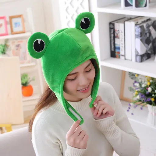 Cute Plush Frog Hat Cap for Halloween Costume Cosplay Party Made of soft and breathable cotton fabric, soft and comfortable.
