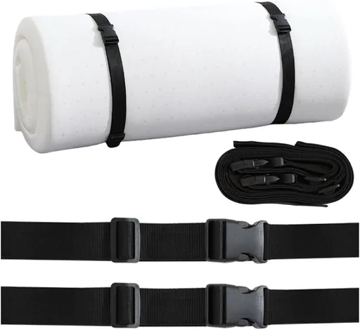 2 Pack Heavy Duty Adjustable Nylon Tie Down Straps with Quick-Release Buckles Yoga Mat Straps for Camping Gear Moving Luggage Mattress & Outdoor Equipment Multi-Purpose Securing Strap (Black-2Pcs)